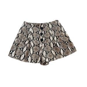 vestique women python wide shorts plaid cream brown sz medium button front